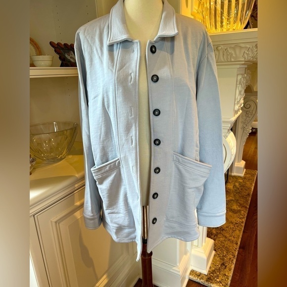 LEALLO grey sweatshirt button down jacket size large - Picture 1 of 8